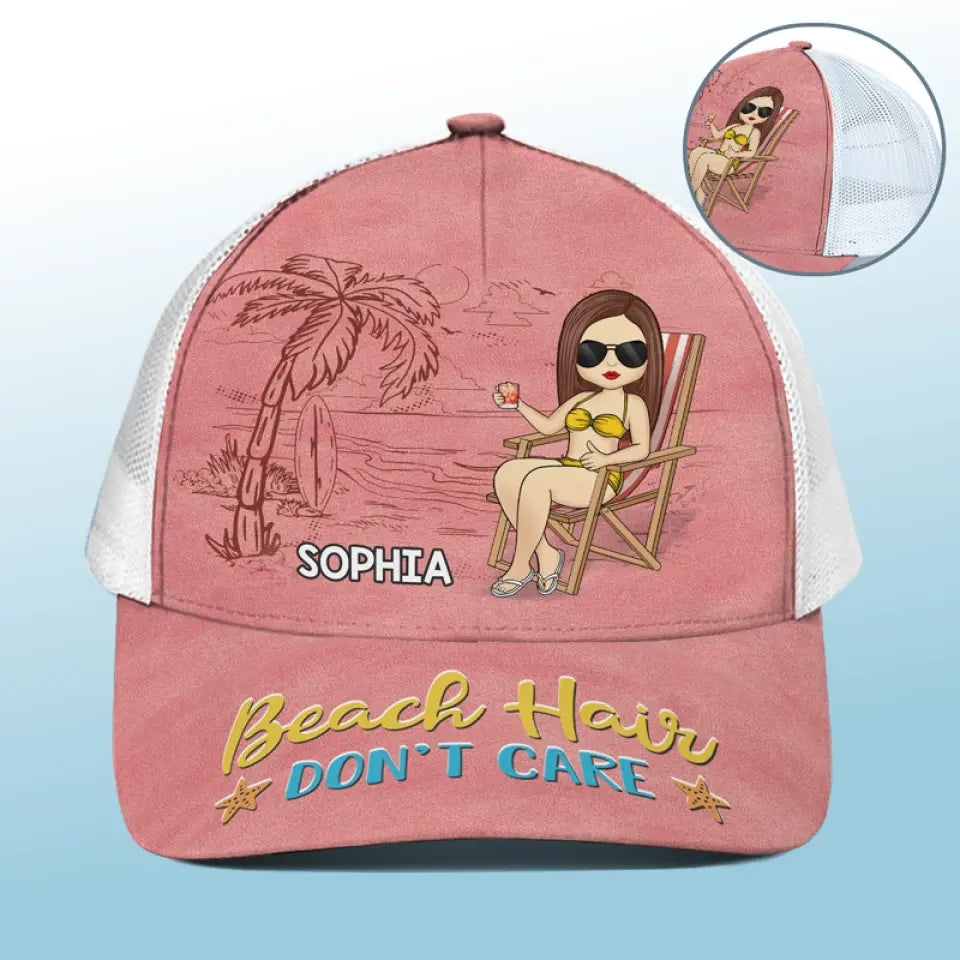 J'ai laissé mon cœur à la plage - Casquette de baseball personnalisée avec dos en maille, casquette de camionneur de baseball - Cadeau de vacances d'été pour meilleures amies, meilleures amies, sœurs