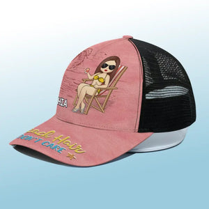 J'ai laissé mon cœur à la plage - Casquette de baseball personnalisée avec dos en maille, casquette de camionneur de baseball - Cadeau de vacances d'été pour meilleures amies, meilleures amies, sœurs