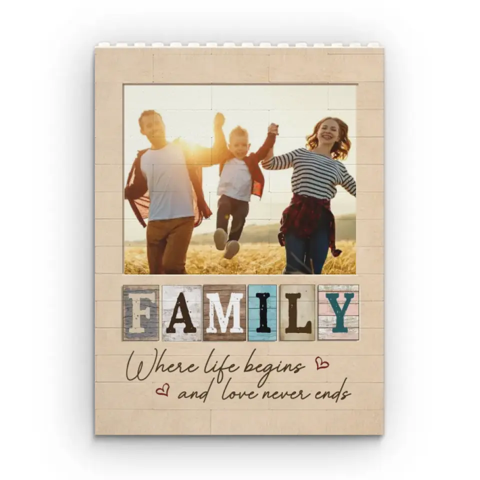 Photo personnalisée Ensemble, nous avons tout - Blocs de construction rectangulaires verticaux personnalisés pour la famille - Cadeau pour les membres de la famille