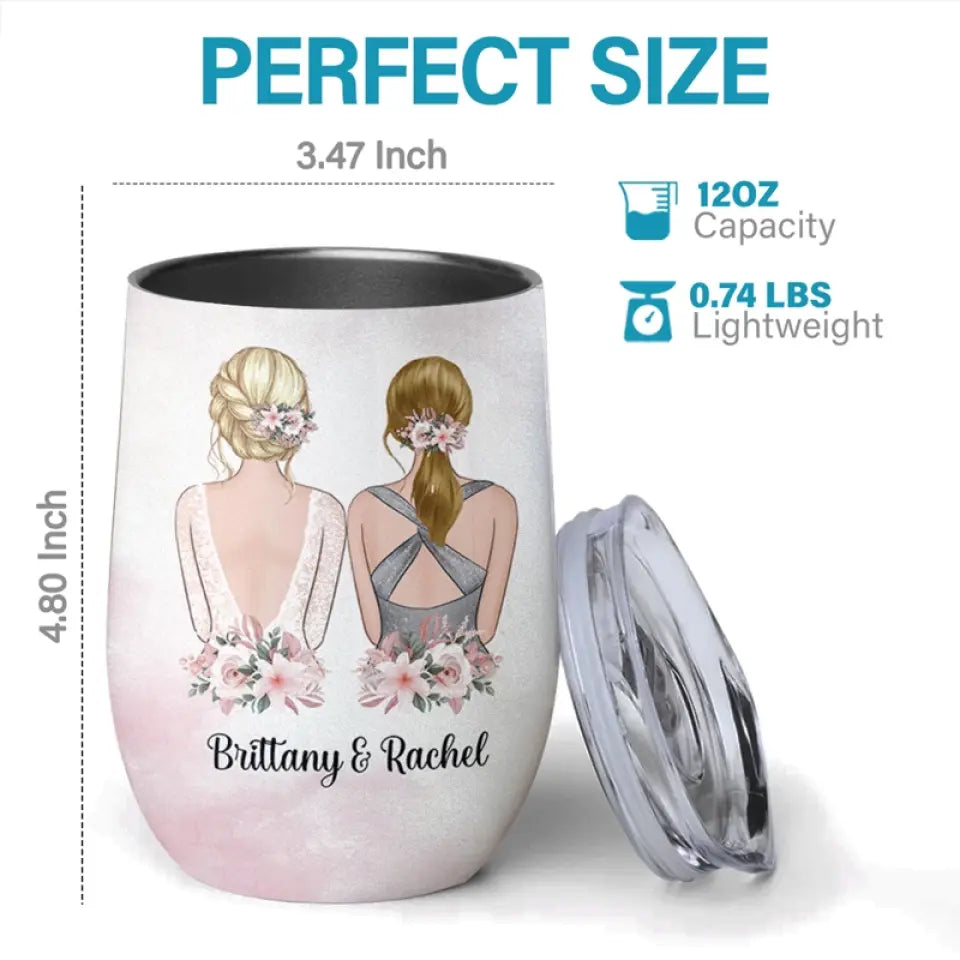 Une demoiselle d'honneur heureuse fait une mariée heureuse - Verre à vin personnalisé Bestie - Cadeau de mariage, cadeau de demoiselle d'honneur pour meilleures amies, meilleures amies, sœurs