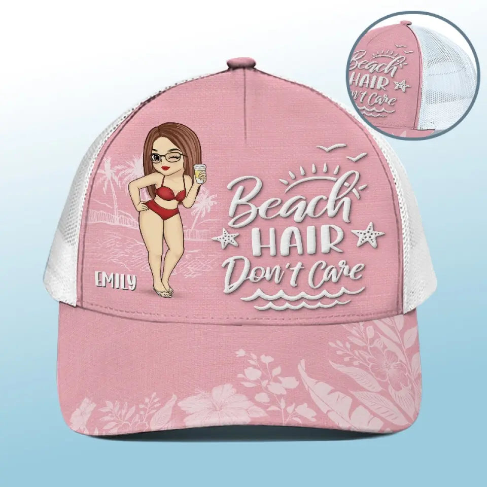 Je t'aime jusqu'à la plage et retour - Casquette de baseball personnalisée avec dos en maille, casquette de camionneur de baseball - Cadeau de vacances d'été pour meilleures amies, meilleures amies, sœurs