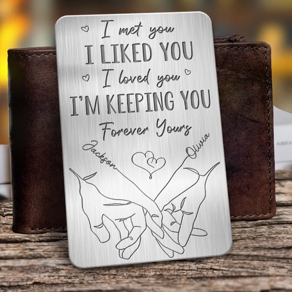Je t'ai aimé, à toi pour toujours - Carte portefeuille personnalisée en aluminium pour couple - Cadeau pour mari et femme, anniversaire