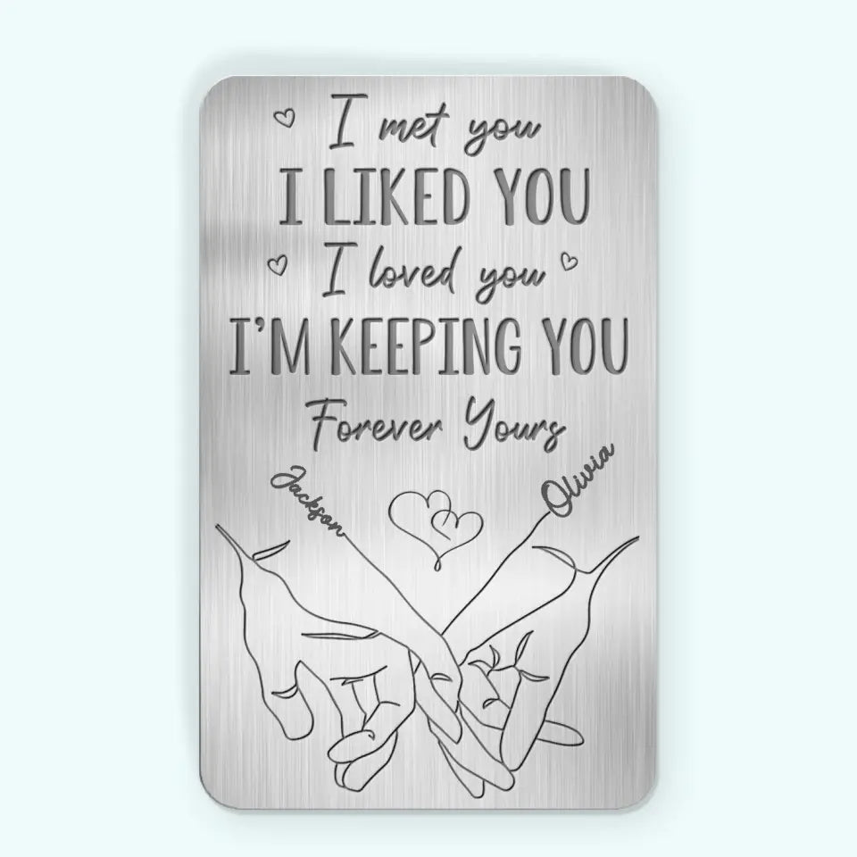 Je t'ai aimé, à toi pour toujours - Carte portefeuille personnalisée en aluminium pour couple - Cadeau pour mari et femme, anniversaire