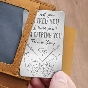 Je t'ai aimé, à toi pour toujours - Carte portefeuille personnalisée en aluminium pour couple - Cadeau pour mari et femme, anniversaire