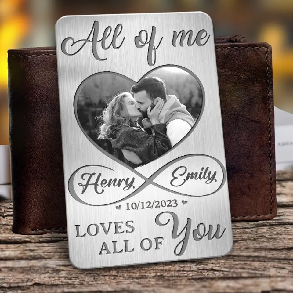 Photo personnalisée « Tout de moi, tout de toi » - Carte portefeuille en aluminium personnalisée pour couple - Cadeau pour mari et femme, anniversaire