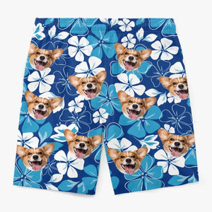 Photo personnalisée Chaque coquillage a une histoire - Short de plage hawaïen tropical Aloha personnalisé pour chien et chat - Cadeau de vacances d'été, cadeau de fête d'anniversaire pour propriétaires d'animaux, amoureux des animaux