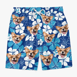 Photo personnalisée Chaque coquillage a une histoire - Short de plage hawaïen tropical Aloha personnalisé pour chien et chat - Cadeau de vacances d'été, cadeau de fête d'anniversaire pour propriétaires d'animaux, amoureux des animaux