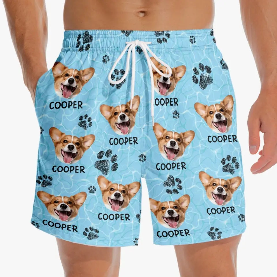 Photo personnalisée sur la plage, vous pouvez vivre heureux - Short de plage hawaïen tropical Aloha personnalisé pour chien et chat - Cadeau de vacances d'été, cadeau de fête d'anniversaire pour propriétaires d'animaux et amoureux des animaux