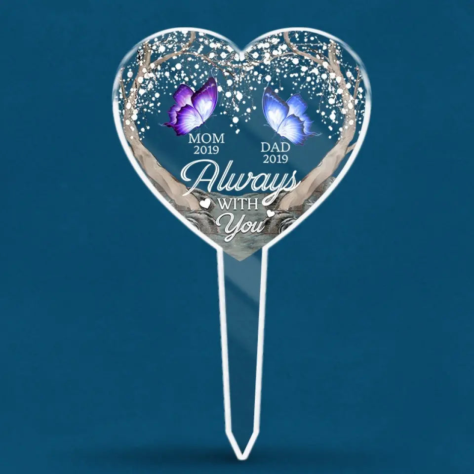 Ta lumière brillera toujours dans mon cœur - Piquet de jardin en acrylique personnalisé de style vitrail - Cadeau de condoléances pour les membres de la famille