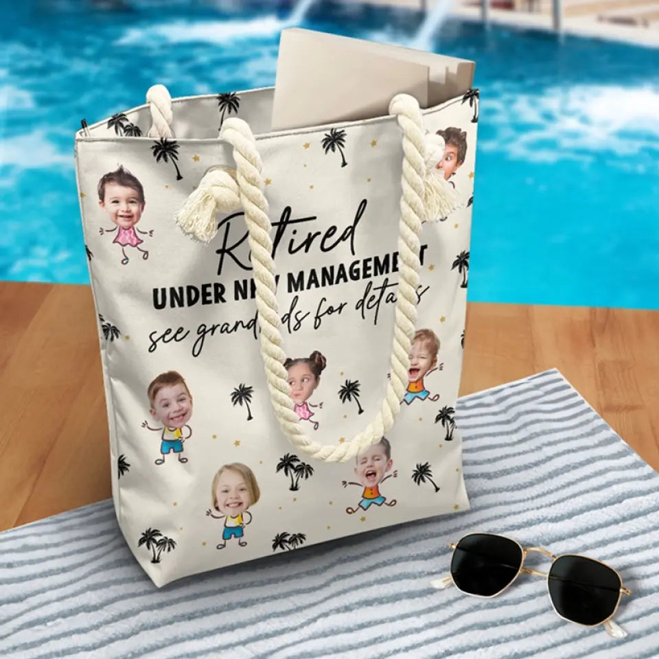 Sac de plage personnalisé avec photo pour une retraite fabuleuse - Cadeau de remerciement et de retraite pour grand-mère