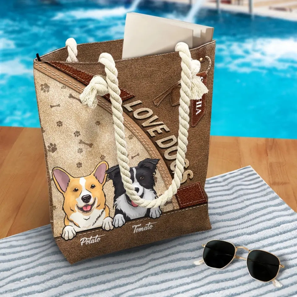 I Woof Summer Vacation - Sac de plage personnalisé pour chien - Cadeau de vacances d'été pour propriétaires et amoureux des animaux