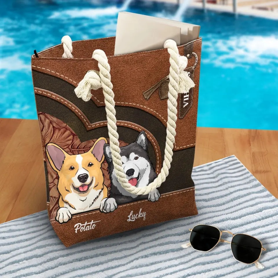 Sac de plage personnalisé pour chien « Barking Up A Summer Breeze » – Cadeau de vacances d'été pour propriétaires et amoureux des animaux