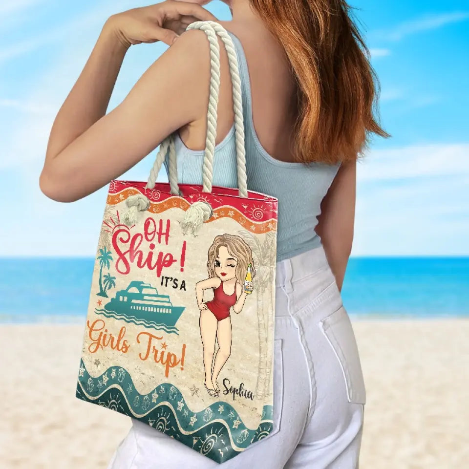 Voyage entre filles ! Moins cher qu'une thérapie ! Sac de plage personnalisé pour meilleure amie ! Cadeau de vacances d'été pour meilleures amies, meilleures amies et sœurs.