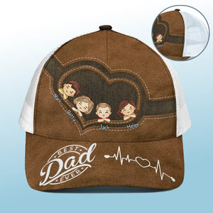 Nous appartenons au meilleur papa de tous les temps - Casquette de baseball personnalisée avec dos en maille, casquette de camionneur de baseball - Cadeau pour les membres de la famille