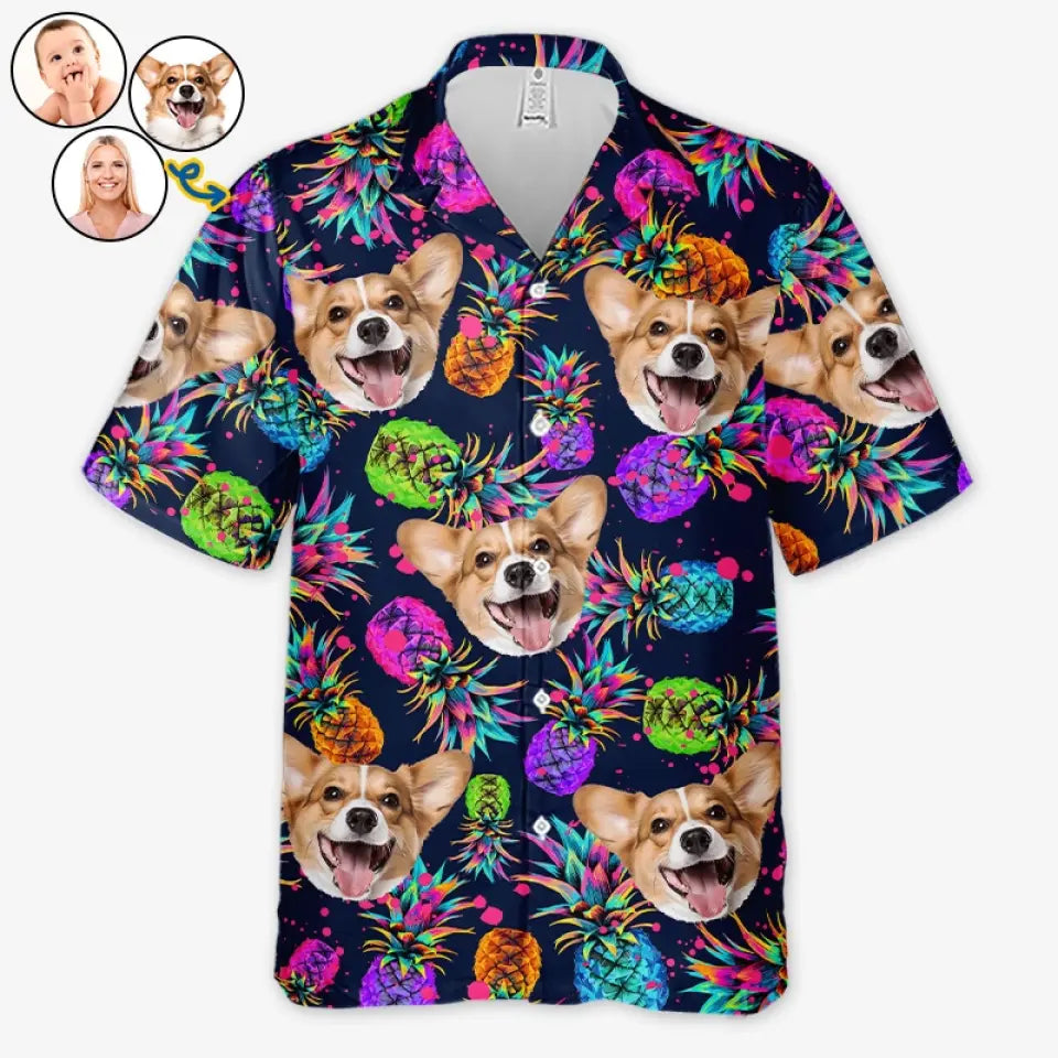 T-shirt hawaïen tropical unisexe personnalisé avec photo « État d'esprit estival » pour chien et chat - Cadeau idéal pour les vacances d'été, les propriétaires d'animaux et les amoureux des animaux.
