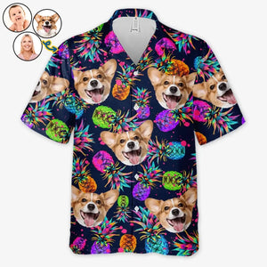 T-shirt hawaïen tropical unisexe personnalisé avec photo « État d'esprit estival » pour chien et chat - Cadeau idéal pour les vacances d'été, les propriétaires d'animaux et les amoureux des animaux.