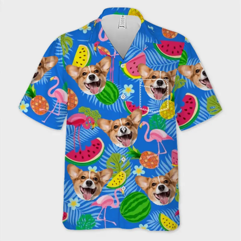 Personnalisez votre photo cet été pour un look plus spécial et élégant ! T-shirt hawaïen tropical unisexe personnalisé pour chien et chat ! Cadeau idéal pour les vacances d'été, les propriétaires d'animaux et les amoureux des animaux.