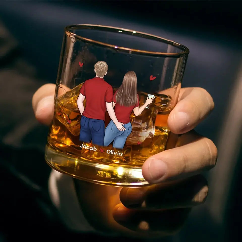 J'adorerais boire un verre avec toi - Verre à whisky personnalisé pour couple - Cadeau pour mari et femme, anniversaire
