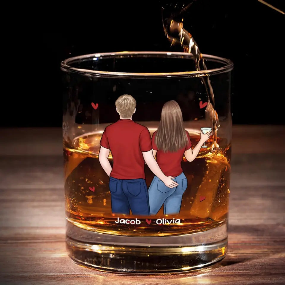 J'adorerais boire un verre avec toi - Verre à whisky personnalisé pour couple - Cadeau pour mari et femme, anniversaire