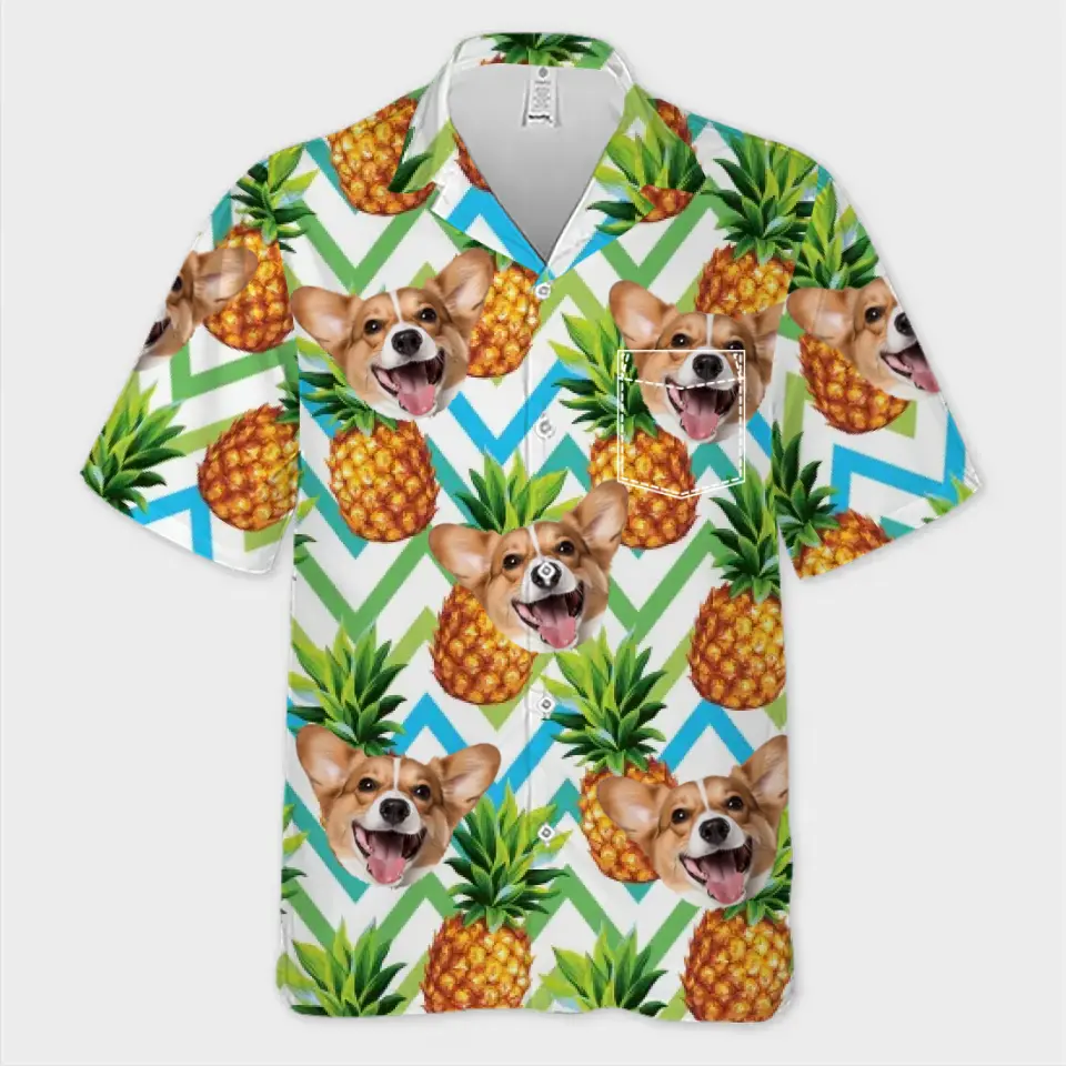 Photo personnalisée : Profitez pleinement de l'ambiance tropicale estivale ! T-shirt hawaïen unisexe personnalisé pour chien et chat ! Cadeau de vacances d'été, cadeau pour propriétaires d'animaux et amoureux des animaux.