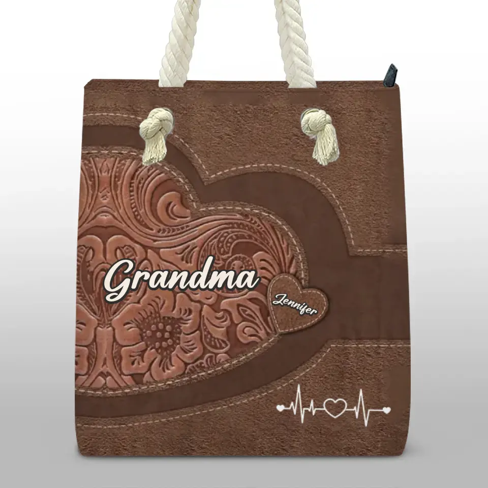 Maman, le cœur de la famille - Sac de plage personnalisé pour la famille - Cadeau pour maman et grand-mère