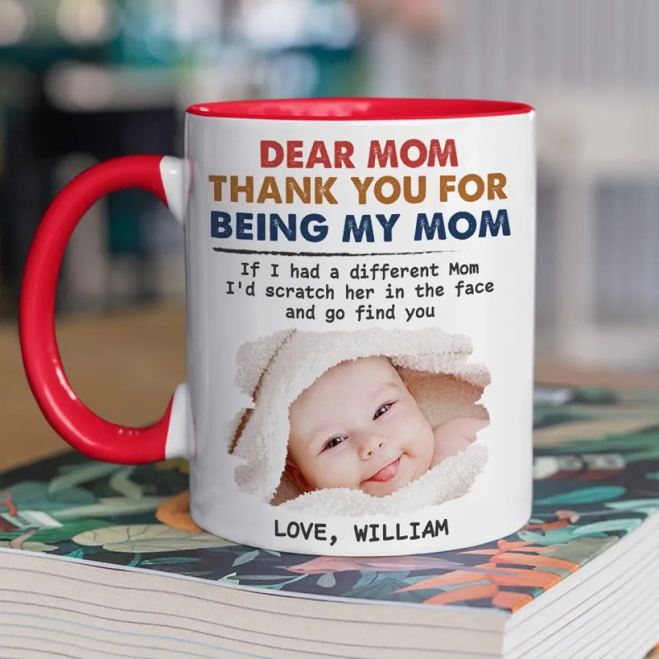 Photo personnalisée Merci d'être ma mère - Tasse personnalisée avec accents pour la famille - Cadeau pour les membres de la famille