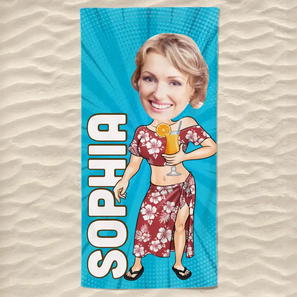 Serviette de plage personnalisée avec photo « L'eau salée guérit toutes les blessures » - Cadeau pour les vacances d'été, un anniversaire ou une fête à la piscine.