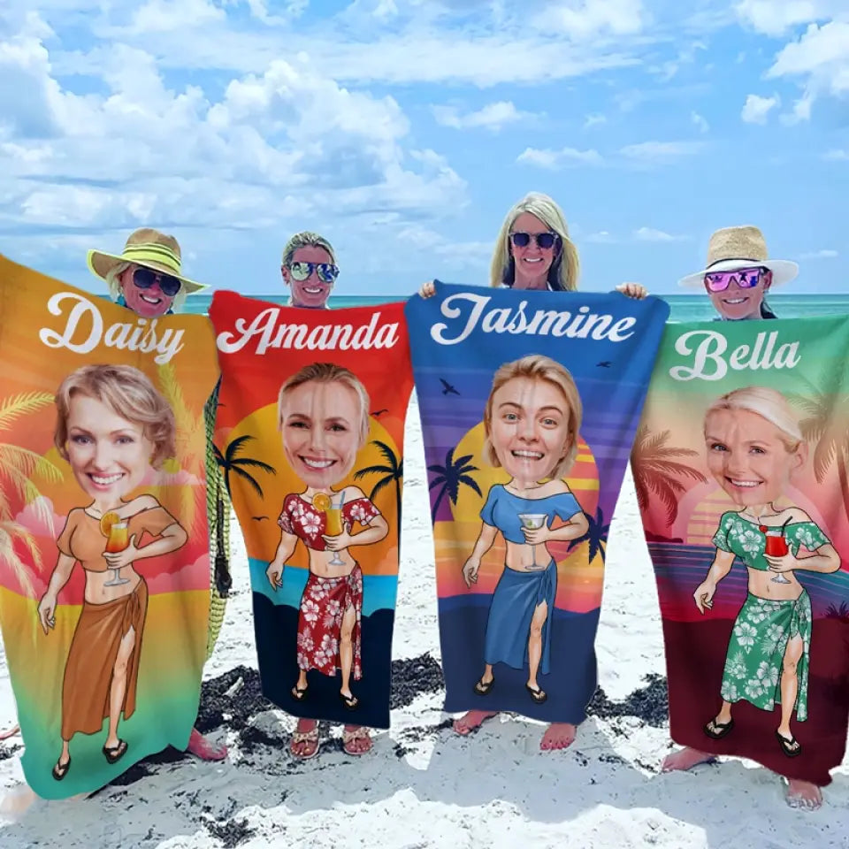 Serviette de plage personnalisée avec photo « Beach Daze Always » - Cadeau idéal pour les vacances d'été, un anniversaire, une fête au bord de la piscine, pour un mari, une femme ou un membre de la famille.