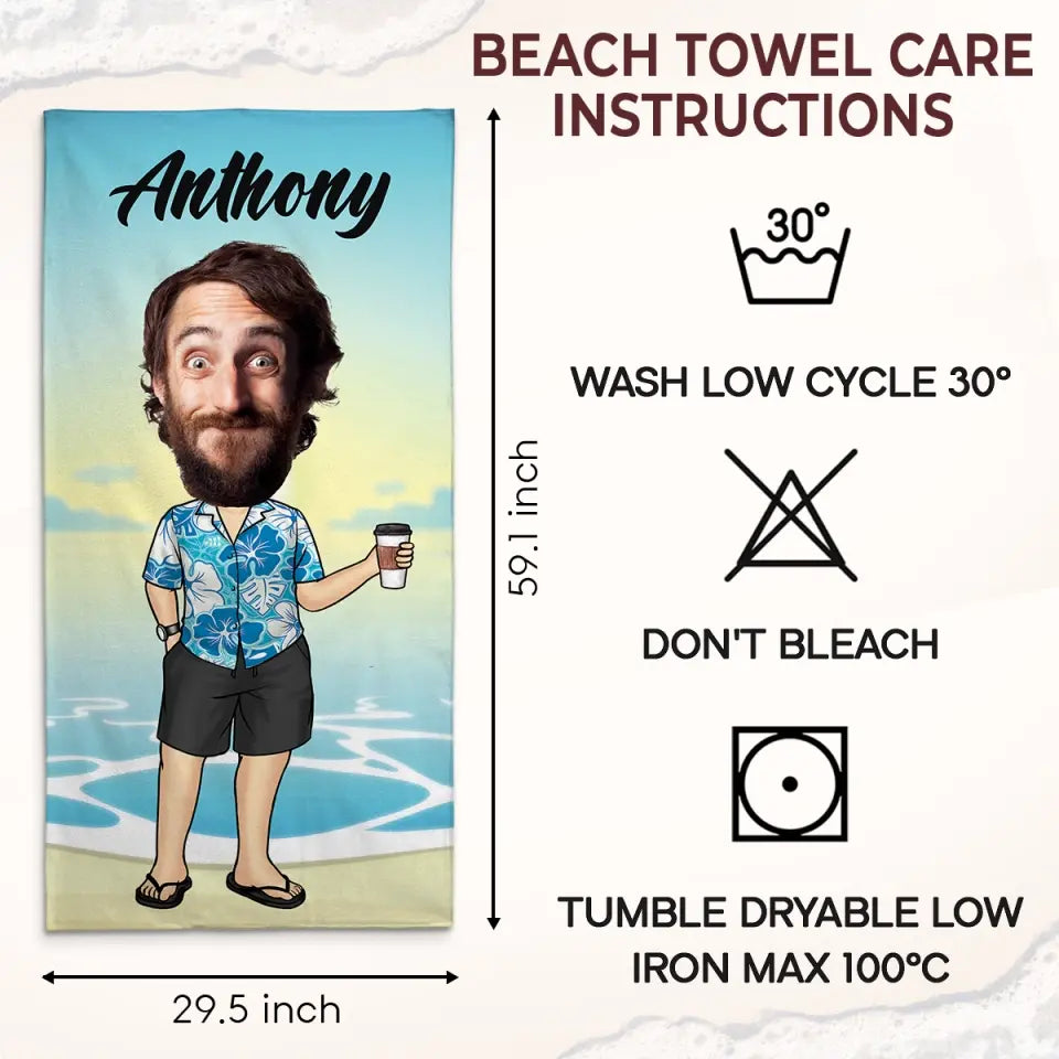 Serviette de plage personnalisée avec photo « Appelez-moi sur mon téléphone » - Cadeau pour les vacances d'été, un anniversaire, une fête à la piscine, pour mari, femme et famille