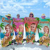 Serviette de plage personnalisée avec photo « Summer Vibes » pour toute la famille - Cadeau idéal pour les vacances d'été, un anniversaire ou une fête à la piscine.