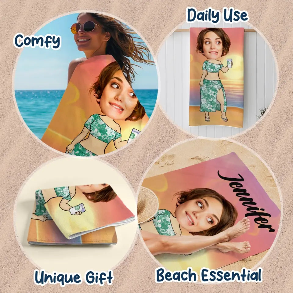 Serviette de plage personnalisée avec photo « Appelez-moi sur mon téléphone » - Cadeau pour les vacances d'été, un anniversaire, une fête à la piscine, pour mari, femme et famille