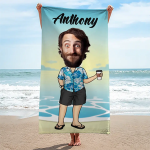 Serviette de plage personnalisée avec photo « Appelez-moi sur mon téléphone » - Cadeau pour les vacances d'été, un anniversaire, une fête à la piscine, pour mari, femme et famille