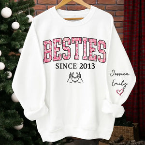 Nous sommes amis depuis - Sweat-shirt unisexe personnalisé Bestie avec motif sur la manche - Cadeau pour meilleures amies, BFF, sœurs