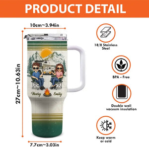 Un camping à la fois, nous créons des souvenirs ensemble - Gobelet personnalisé en acier inoxydable de 40 oz avec poignée - Cadeau pour mari, femme, amoureux du camping