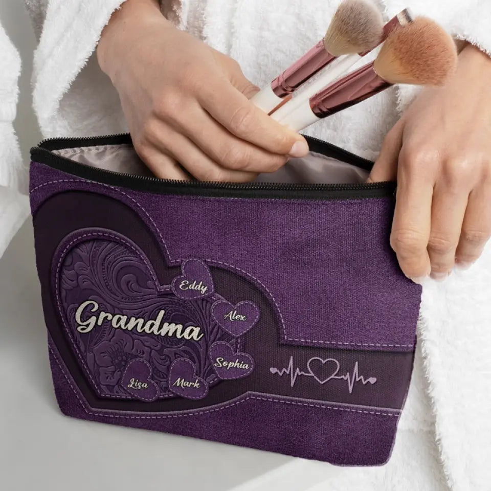 Devenir grand-mère, c'est merveilleux ! Trousse de maquillage personnalisée pour la famille ! Cadeau pour maman et grand-mère