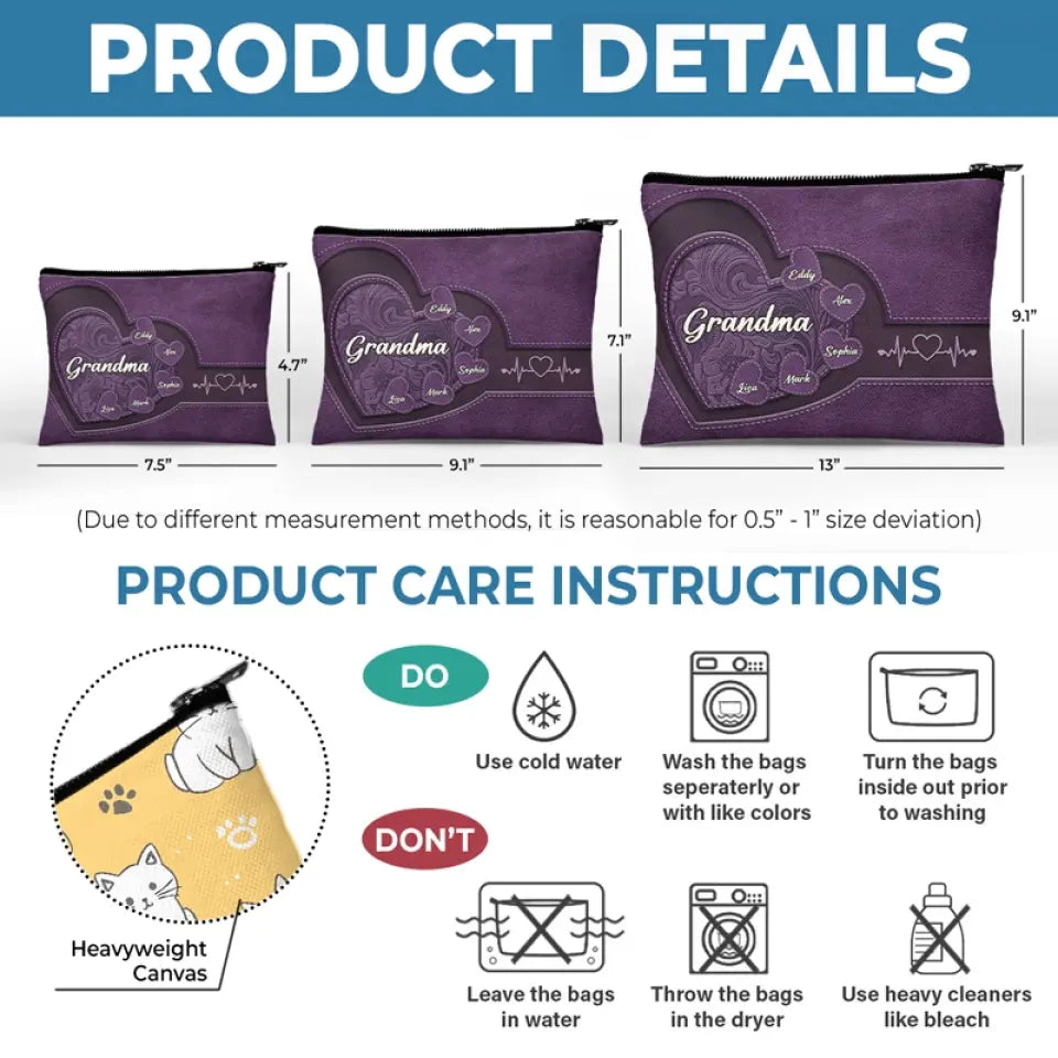 Devenir grand-mère, c'est merveilleux ! Trousse de maquillage personnalisée pour la famille ! Cadeau pour maman et grand-mère