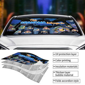 Cette grand-mère appartient à - Pare-soleil personnalisé pour pare-brise de voiture, protection de fenêtre de voiture - Cadeau pour maman, grand-mère