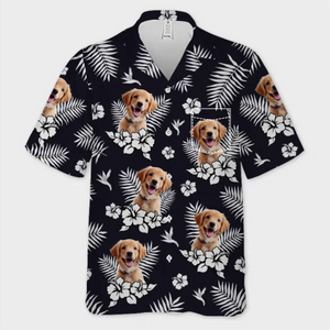 T-shirt hawaïen unisexe personnalisé avec photo « La vie est courte, partez à la plage » pour chien et chat. Cadeau idéal pour les vacances d'été, les propriétaires d'animaux et les amoureux des animaux.