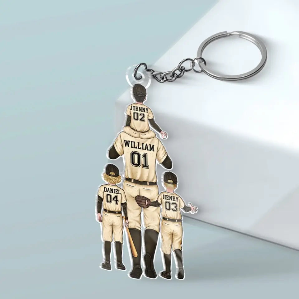 Porte-clés personnalisé en acrylique « Équipe de papa » - Cadeau pour les membres de la famille, les amateurs de sport et les sportifs