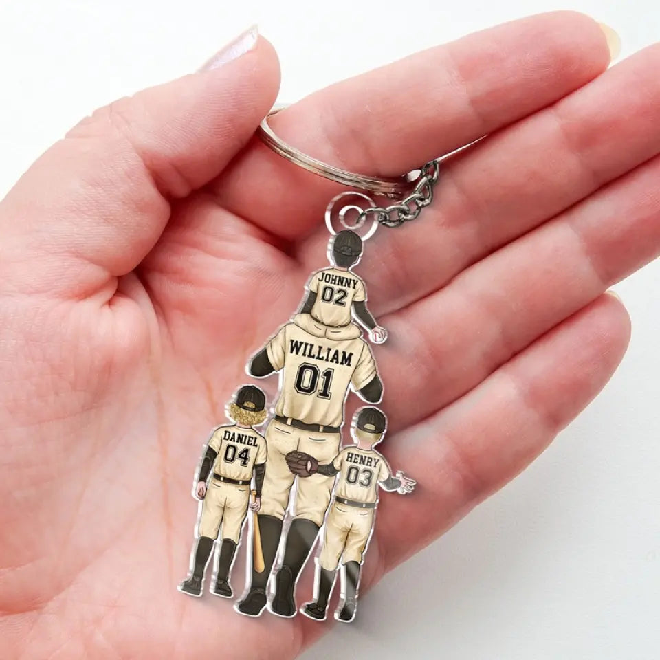 Porte-clés personnalisé en acrylique « Équipe de papa » - Cadeau pour les membres de la famille, les amateurs de sport et les sportifs