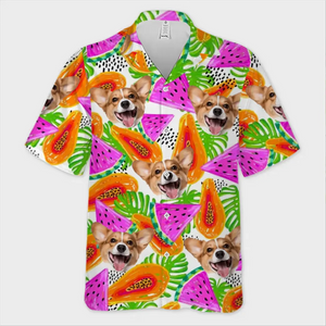 T-shirt hawaïen unisexe personnalisé avec photo d'animaux de compagnie pour les journées chaudes - Cadeau idéal pour les vacances d'été, les propriétaires d'animaux et les amoureux des animaux