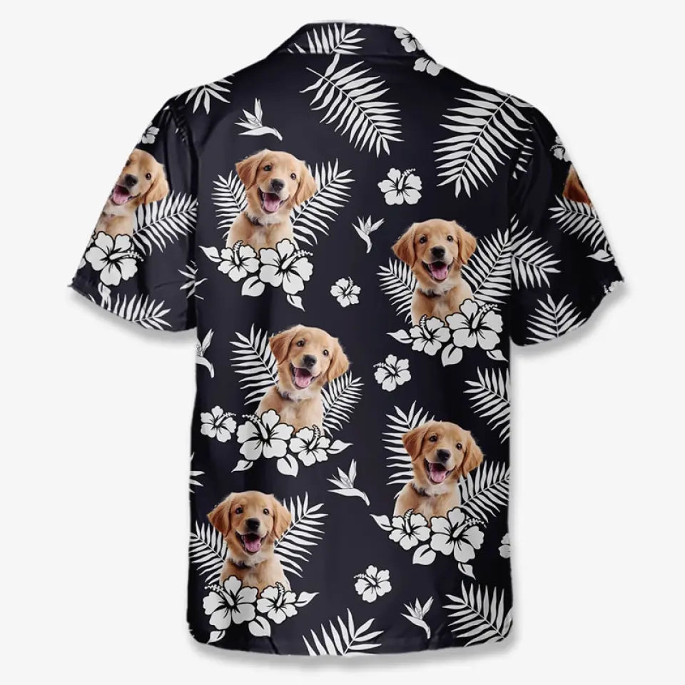 T-shirt hawaïen unisexe personnalisé avec photo « La vie est courte, partez à la plage » pour chien et chat. Cadeau idéal pour les vacances d'été, les propriétaires d'animaux et les amoureux des animaux.