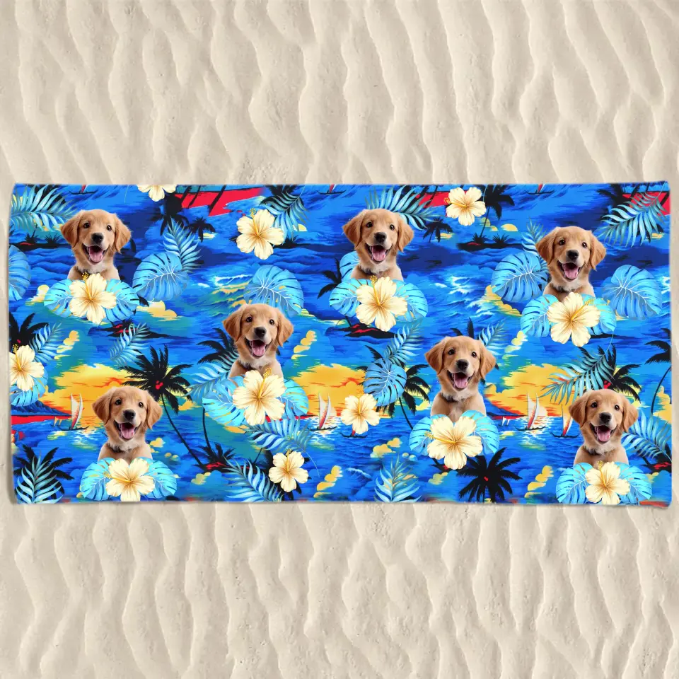 Photo personnalisée Amis à fourrure et journées ensoleillées - Chien
 Serviette de plage personnalisée avec chat - Cadeau de vacances d'été, cadeau d'anniversaire pour les propriétaires d'animaux et les amoureux des animaux