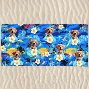 Photo personnalisée Amis à fourrure et journées ensoleillées - Chien
 Serviette de plage personnalisée avec chat - Cadeau de vacances d'été, cadeau d'anniversaire pour les propriétaires d'animaux et les amoureux des animaux