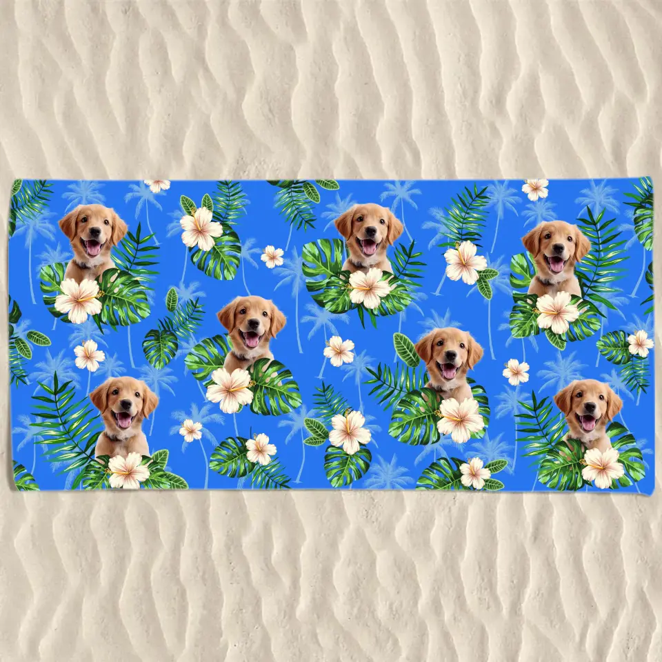 Photo personnalisée : journées chaudes, animaux sympas – Chien
 Serviette de plage personnalisée avec chat - Cadeau de vacances d'été, cadeau d'anniversaire pour les propriétaires d'animaux et les amoureux des animaux