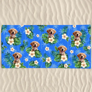 Photo personnalisée : journées chaudes, animaux sympas – Chien
 Serviette de plage personnalisée avec chat - Cadeau de vacances d'été, cadeau d'anniversaire pour les propriétaires d'animaux et les amoureux des animaux