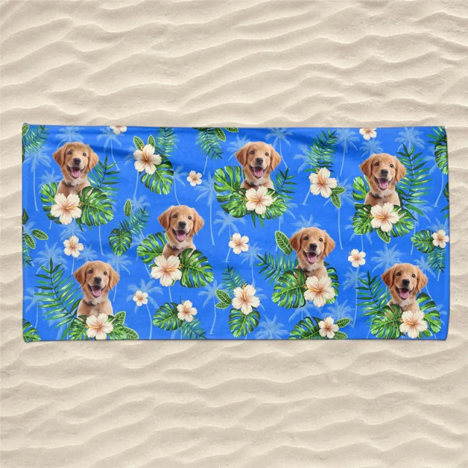 Photo personnalisée : journées chaudes, animaux sympas – Chien
 Serviette de plage personnalisée avec chat - Cadeau de vacances d'été, cadeau d'anniversaire pour les propriétaires d'animaux et les amoureux des animaux
