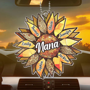 Nous sommes forts et brillants comme les tournesols - Ornement de voiture personnalisé pour la famille - Forme personnalisée en acrylique - Cadeau pour maman, grand-mère