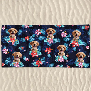 Mode vacances photo personnalisé activé - Chien
 Serviette de plage personnalisée avec chat - Cadeau de vacances d'été, cadeau d'anniversaire pour les propriétaires d'animaux et les amoureux des animaux
