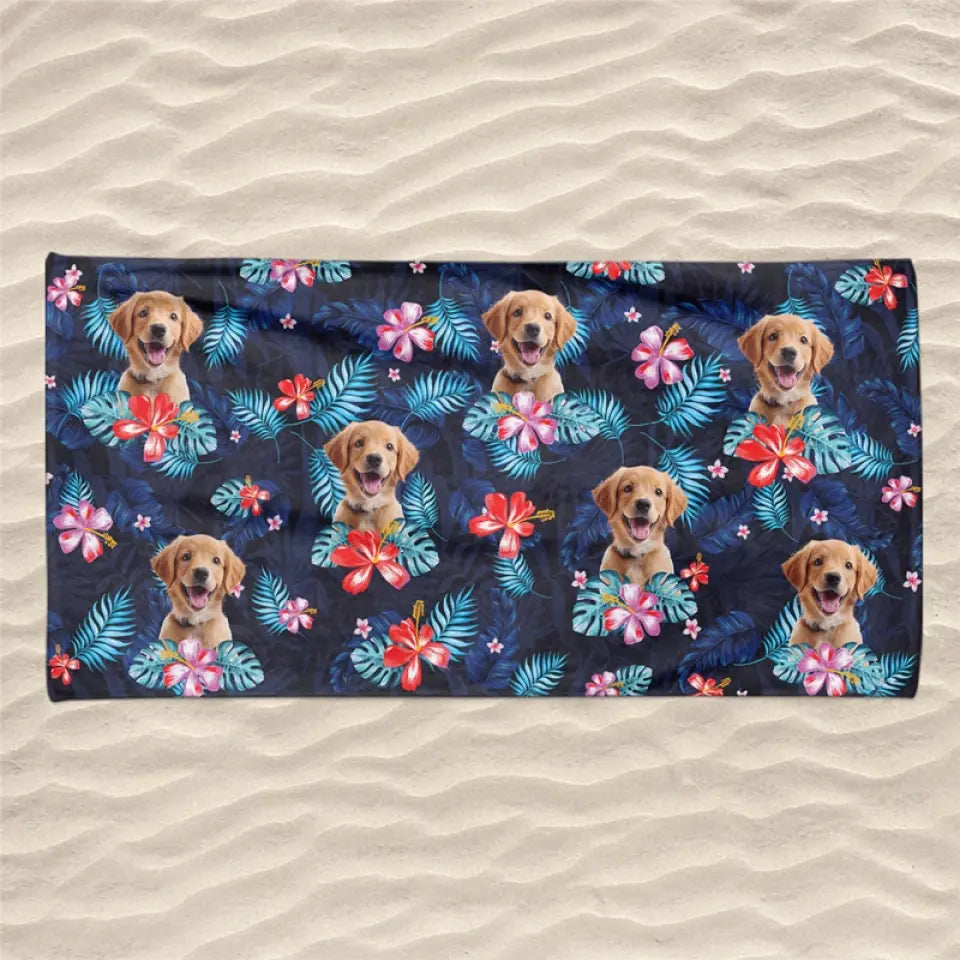 Mode vacances photo personnalisé activé - Chien
 Serviette de plage personnalisée avec chat - Cadeau de vacances d'été, cadeau d'anniversaire pour les propriétaires d'animaux et les amoureux des animaux